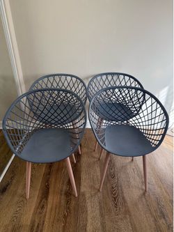 Set of 4 CB2 Blue Indoor Outdoor Chairs