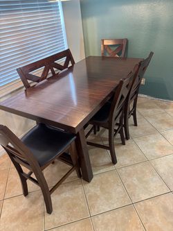 6-Piece Dark Wood Counter Height Dining Set