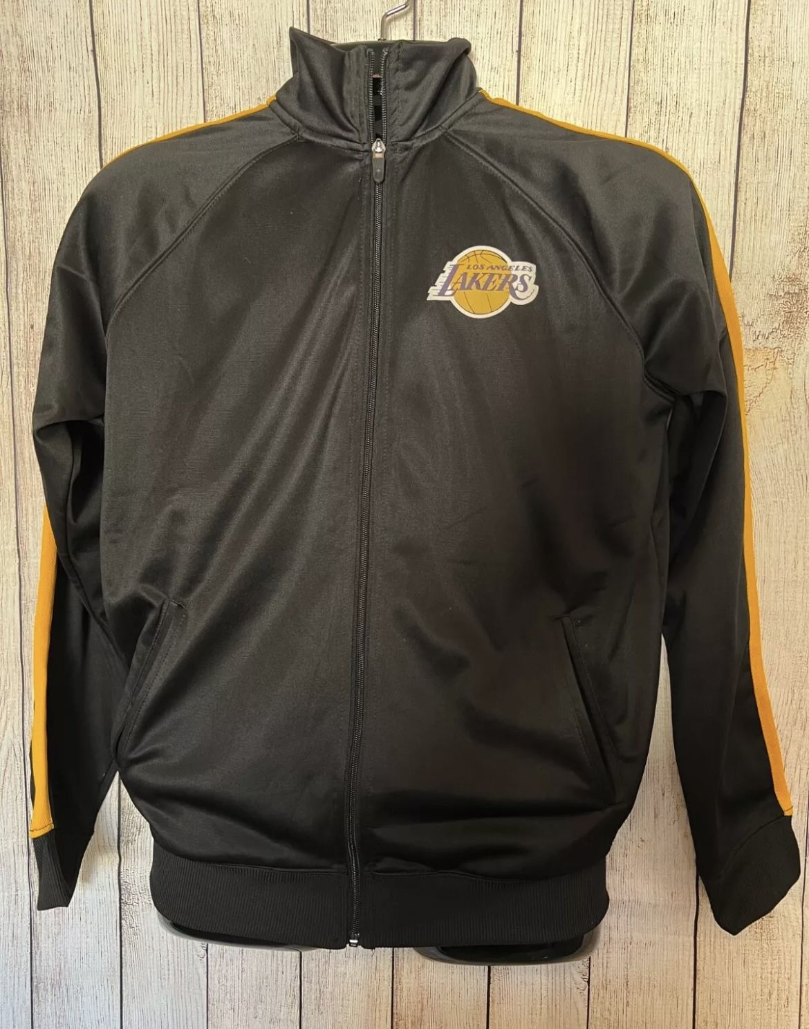 Mens Medium Black/Yellow Los Angeles LA Lakers NBA Basketball Zipper Up Track Jacket