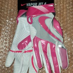 Brand New Nike Vapor Jet Football Gloves Pink White Grey Men Size XL