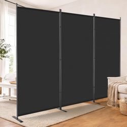 3-Panel Folding Room Divider - Black