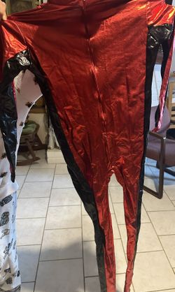 Men Unisex Red/Black wide Long Sleeve Full Zip Unitard Leotard Size 150