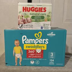 Pampers Swaddlers 360 & Huggies Wipes Bundle