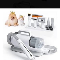 GEREFET Pet Grooming Vacuum and Blower Dryer, Low Noise Dog Grooming Kits with 6 Professional Grooming Shedding Tools for Dog, Cat and Other Animals
