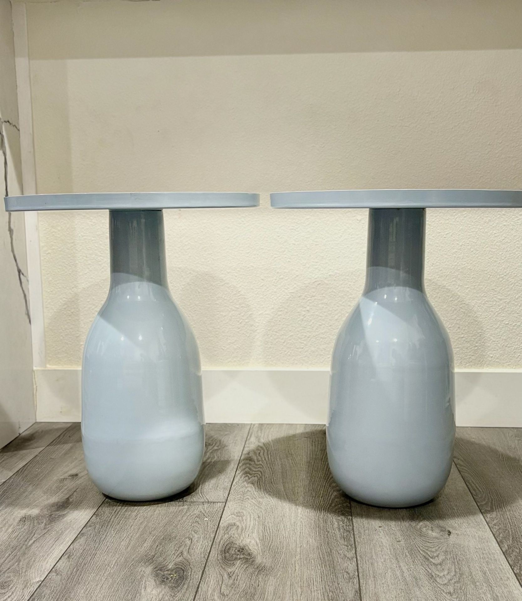 Designer Light Blue Metal End Tables | New
