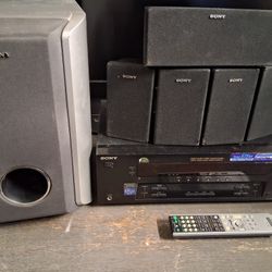 Sony Surround Sound Stereo Receiver Amplifier With All Speakers Sub & Remote 
