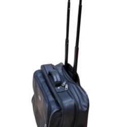 Samsonite Heritage Industries Black Leather Soft-Sided Rolling Case With A Telescopic Handle, For Professional Use. 
