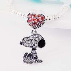 Mother's Day Gift SNOOPY RED HEART charm S925 Sterling silver 