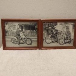 2 VINTAGE PHOTOS ON HARLEY DAVIDSON