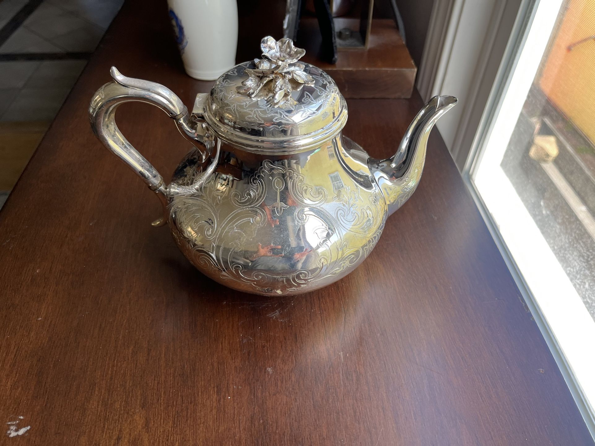 Vintage Silver Plated Teapot With Dent On One Side