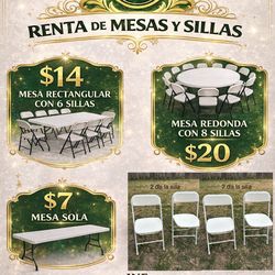TENEMOS MESAS Y SILLAS