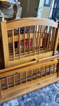 Queen bottom, twin top bunk bed with drawers.
