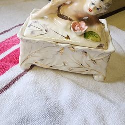 Vintage Cherub Ceramic Trinket Box