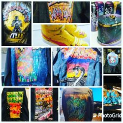 Custom denim jackets/vests .. Shoes and purses, bags