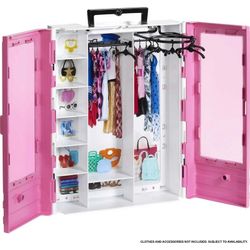 Barbie Fashionista Ultimate Closet Playset for Clothes & Accessories, Includes 2 Hangers