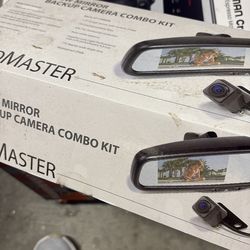 Rear view mirror backup camera combo kit