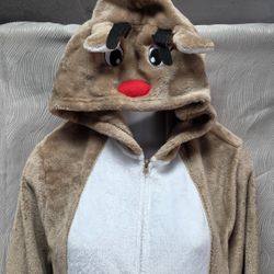 Reindeer Hooded Onesie Pajama Adult Size XLarge