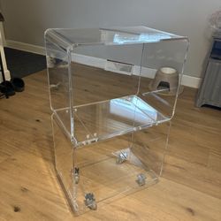 Acrylic two shelf rolling shelf / bar
