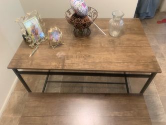 Wood and Metal bench style dinette Table