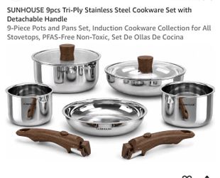 SUNHOUSE 9-Piece Stainless Steel Cookware Set