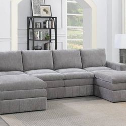 Brand New Light Grey 6pc Modular Design Sectional Sofa 