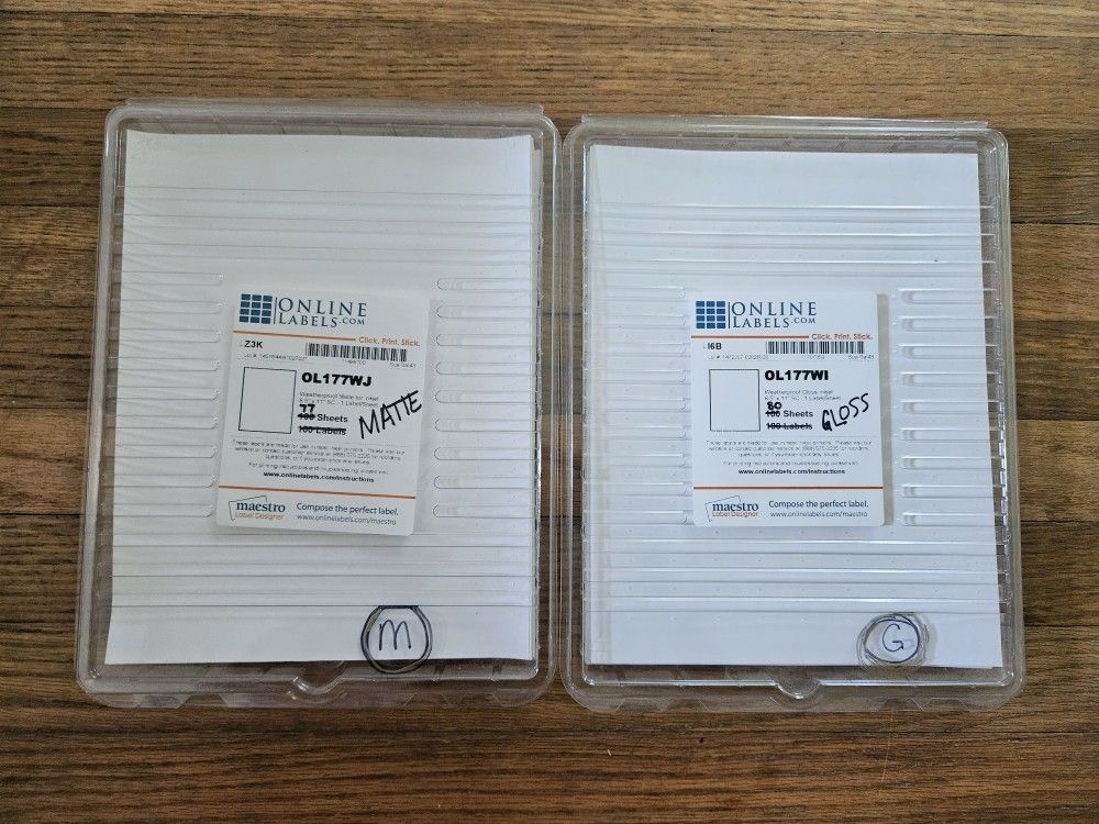 Weatherproof Sticker Paper - Inkjet Printer Only - Glossy + Matte