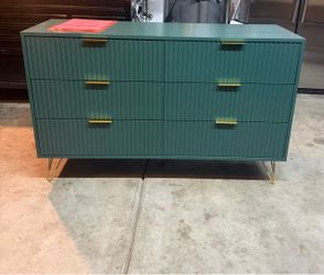 Green Fluted Dresser with Gold metal Handles