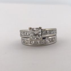 14k white gold 3.16ct diamond ring set size 8