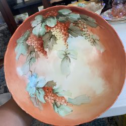 VINTAGE PORCELAIN AG BAVARIA German HAND PAINTED Punch Bowl