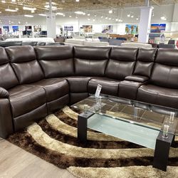 GORGEOUS BROWN LEATHER SECTIONAL LIVING ROOM SET SOFA ON SALE JUEGO DE SALA SECCIONAL EN VENTA AHORA !!!**** ENDS 12/5/25!!***