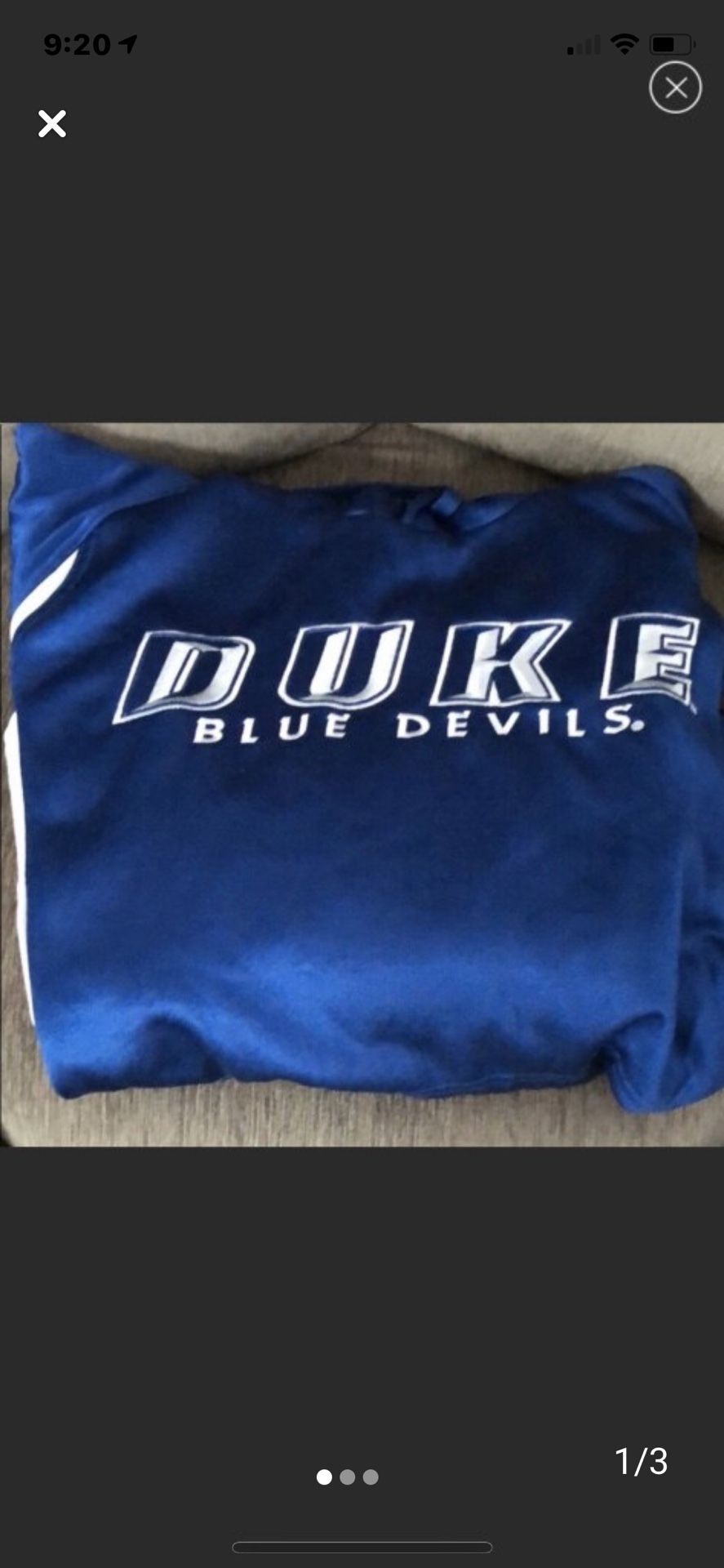 Duke sweatshirt. Size large