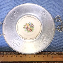 Keystone Silver Embossed Aluminum Tray with Porcelain Plate 