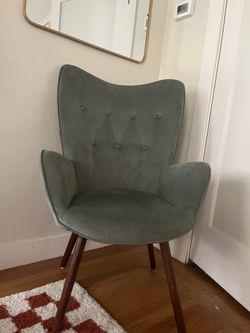 Mid Century Modern High Back Accent Chair Teal