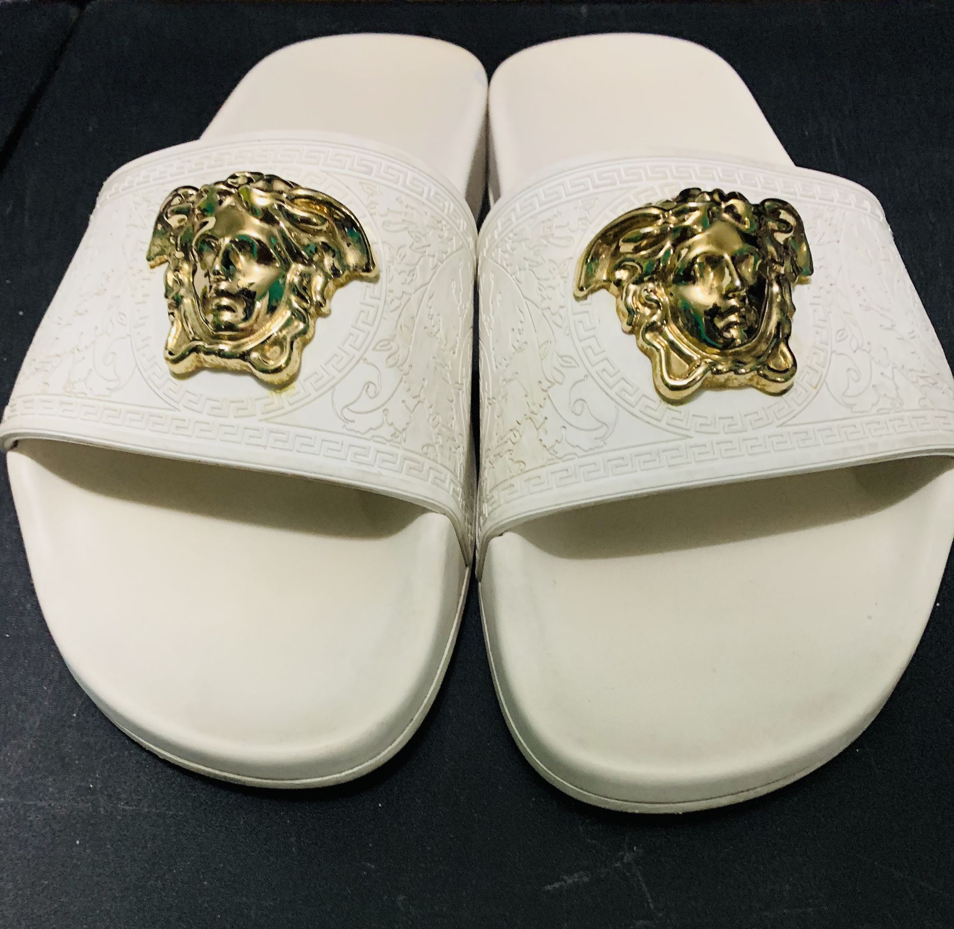 Authentic Versace Medusa GOLD white/Pearl Slides for Sale in Fort ...