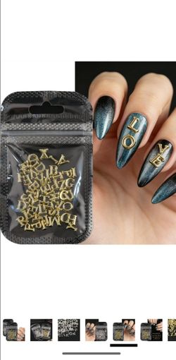 Gold Alphabet Letter Nail Art Charms