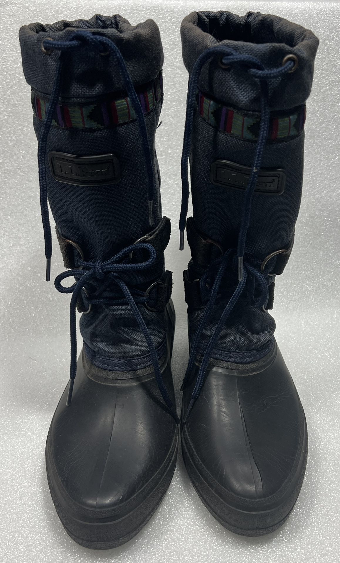 LL Bean Women's Size 8 Blue Rubber Bottom Tall Lined Winter Boots 
