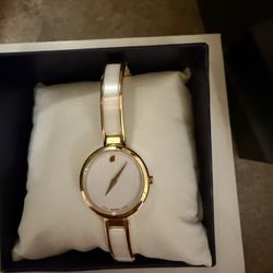 Movado Moda White and Gold bracelet Watch