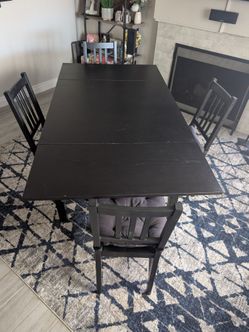 IKEA Bjursta Extendable Dining Table + 4 Stefan Chairs (Black-Brown)