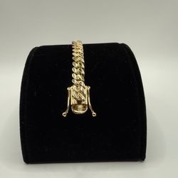 8mm 14kt Gold Over Silver Cuban Link Bracelet