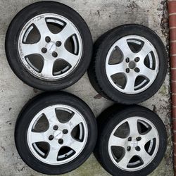 4 - 195/55r15 4x100 4x3.94 Stock Fat Five Acura Integra Civic Fit Xa Xb Ia Echo Miata Wheels Rims Good Treads Tires!