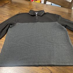 Men’s Van Heusen Flex LS Black/Silver Striped Polo
