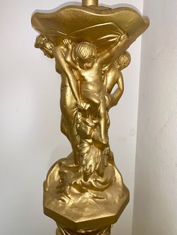 Vintage Hollywood Regency Floor Lamp Base with Cherubs 52”