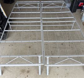Two piece foldable queen bed frame