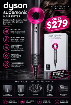 Dyson Supersonic Hair Dryer with 5 Attachments