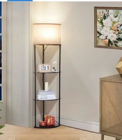 Vesteel Corner Floor Lamp for Living Room, Standing Lamps with 3-Tier Shelves & 3 Color Temperatures - brand new