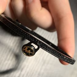 $50 ($125 retail) Michael Kors 6.5" Pavé Logo Lock Bangle Bracelet