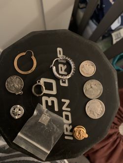 Sterling silver and gold pieces and a old Tiffany and co sterling silver hand held mirror frame