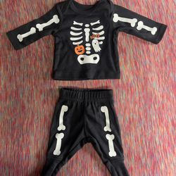 Preemie Halloween Skeleton long sleeve outfit