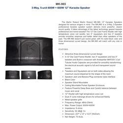 Martin Roland MK 965 Speakers