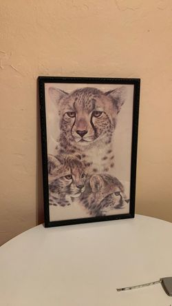 Vintage Print “Cheetah and Her Two Cubs”